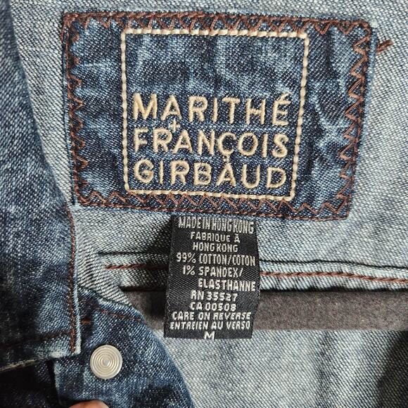 Vintage 90s Marithe + Francois Girbaud denim button front shirt dress Size M - Picture 2 of 9